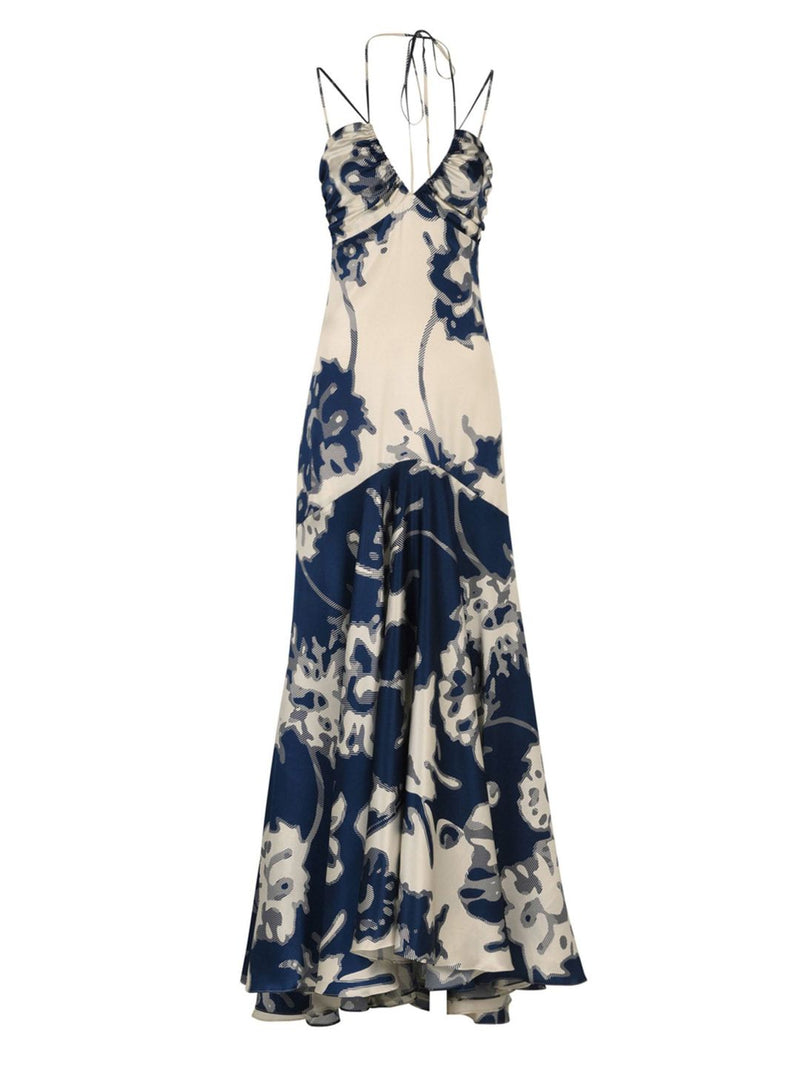 Cedrina Indigo Tonal Floral Dress