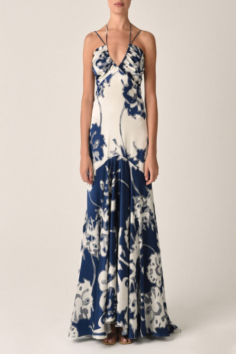 Cedrina Indigo Tonal Floral Dress