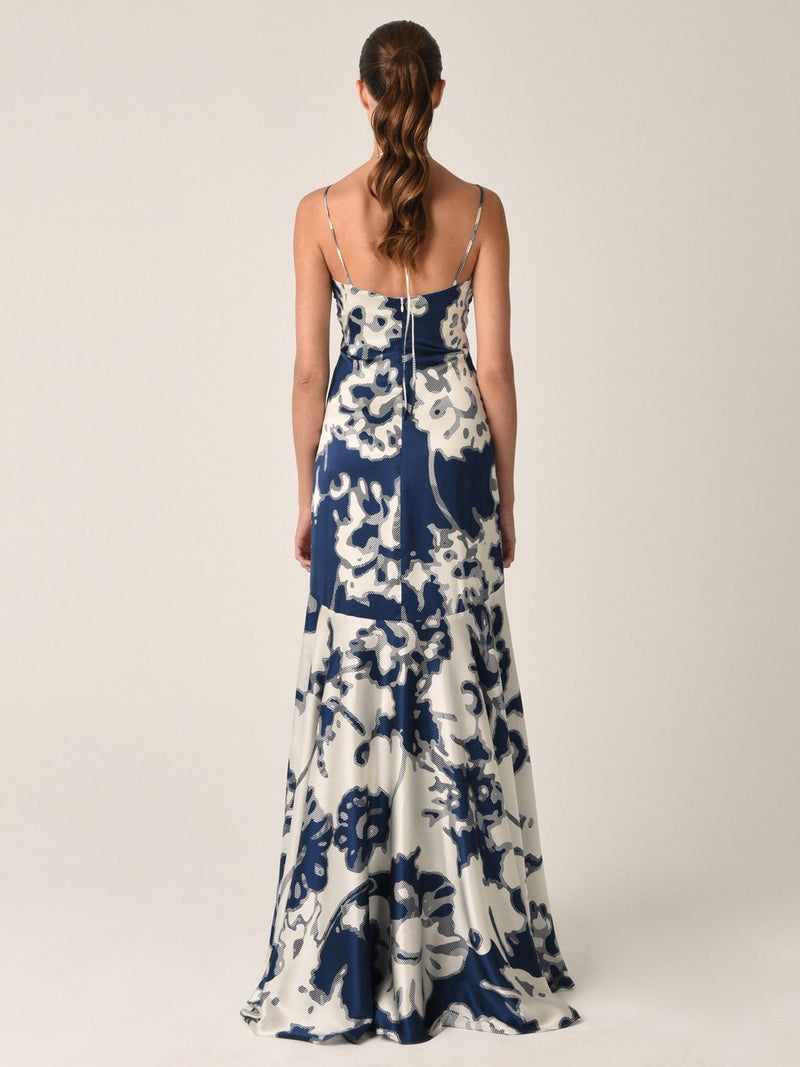 Cedrina Indigo Tonal Floral Dress