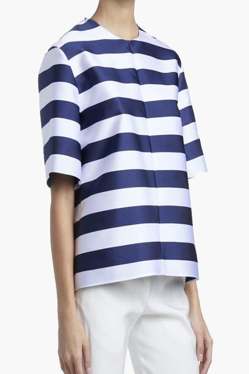 MAISON RABIH KAYROUZ Crossed Closure Striped Satin Top WOMEN'S TOPS