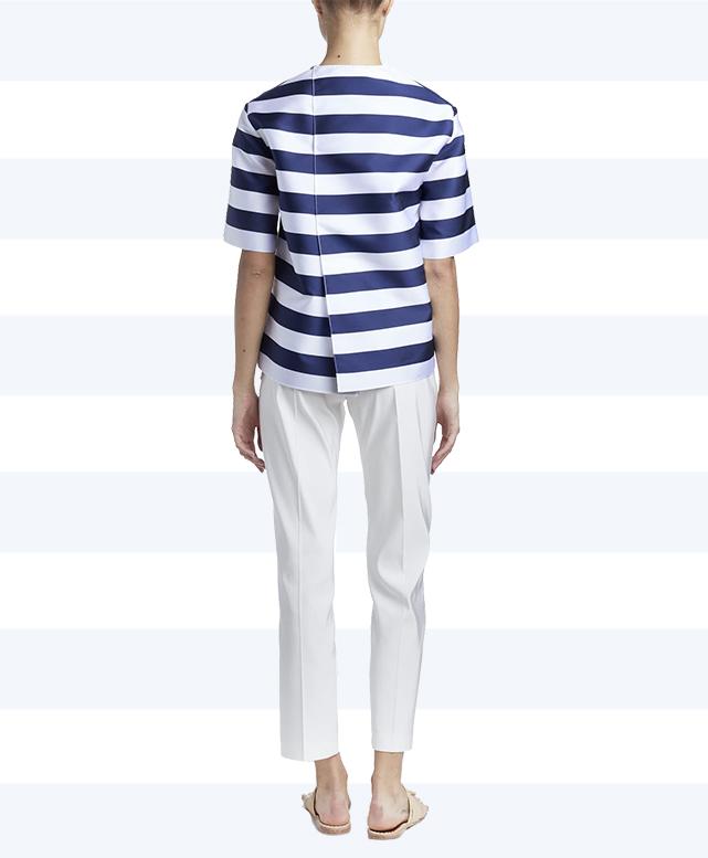 MAISON RABIH KAYROUZ Lace Trimmed Striped Poplin Top WOMEN'S TOPS