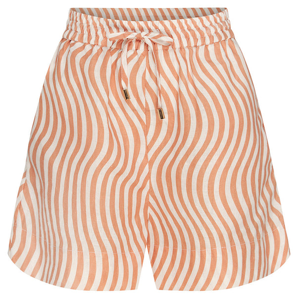 Terracotta Wave Linen Short