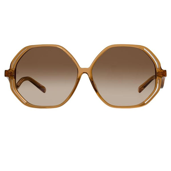 LINDA FARROW Una Tobacco-Light Gold-Brown Gradient LFL1058C2SUN SUNGLASSES