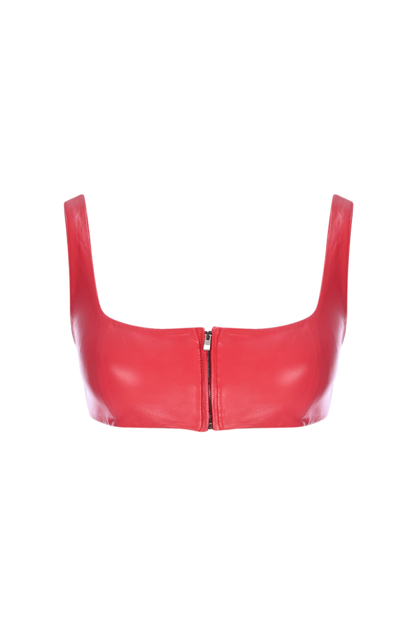 ZEYNEP ARCAY Leather Crop Tank Top WOMEN'S TOPS