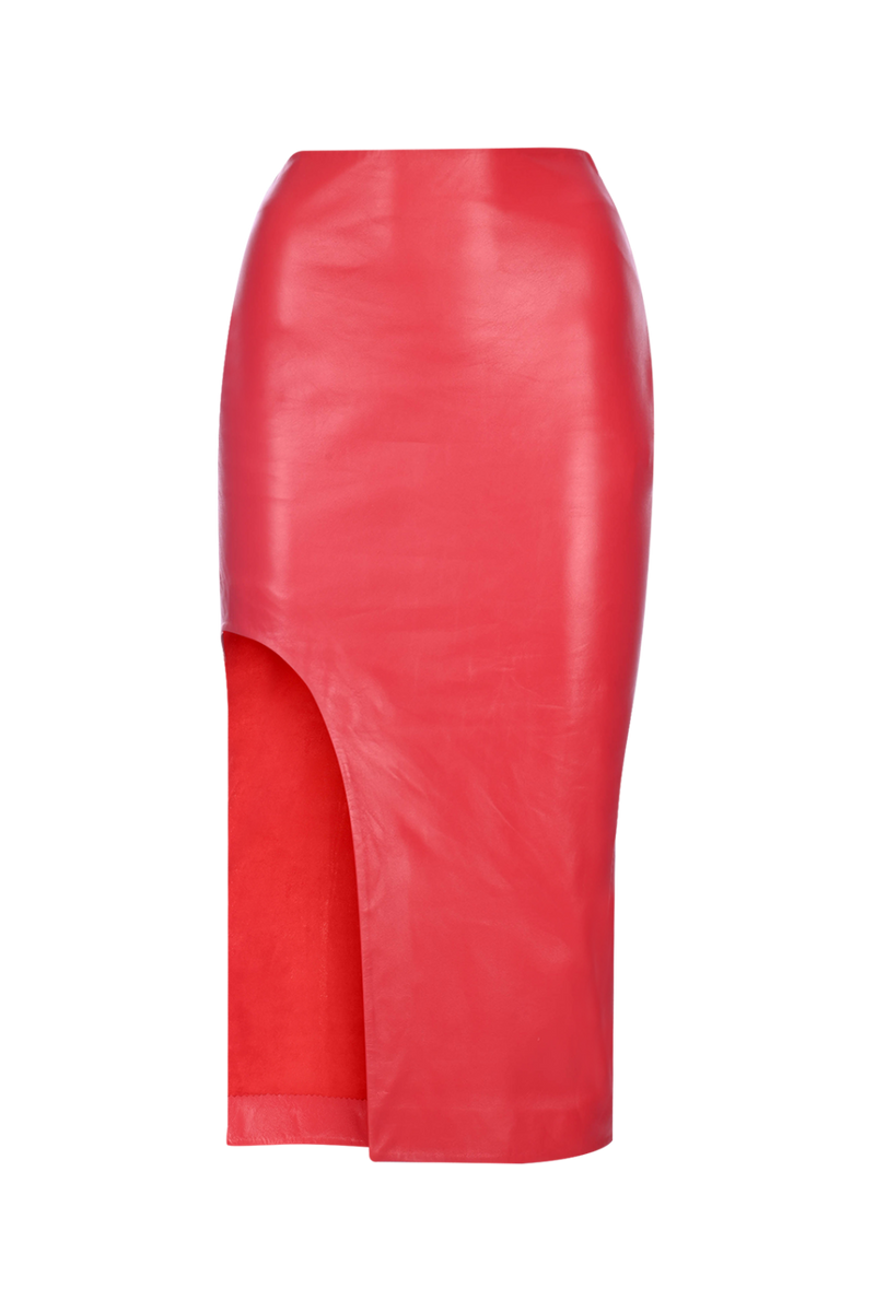 ZEYNEP ARCAY Midi Slit Leather Skirt WOMEN'S SKIRTS