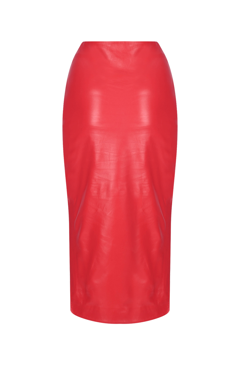 Midi Slit Leather Skirt