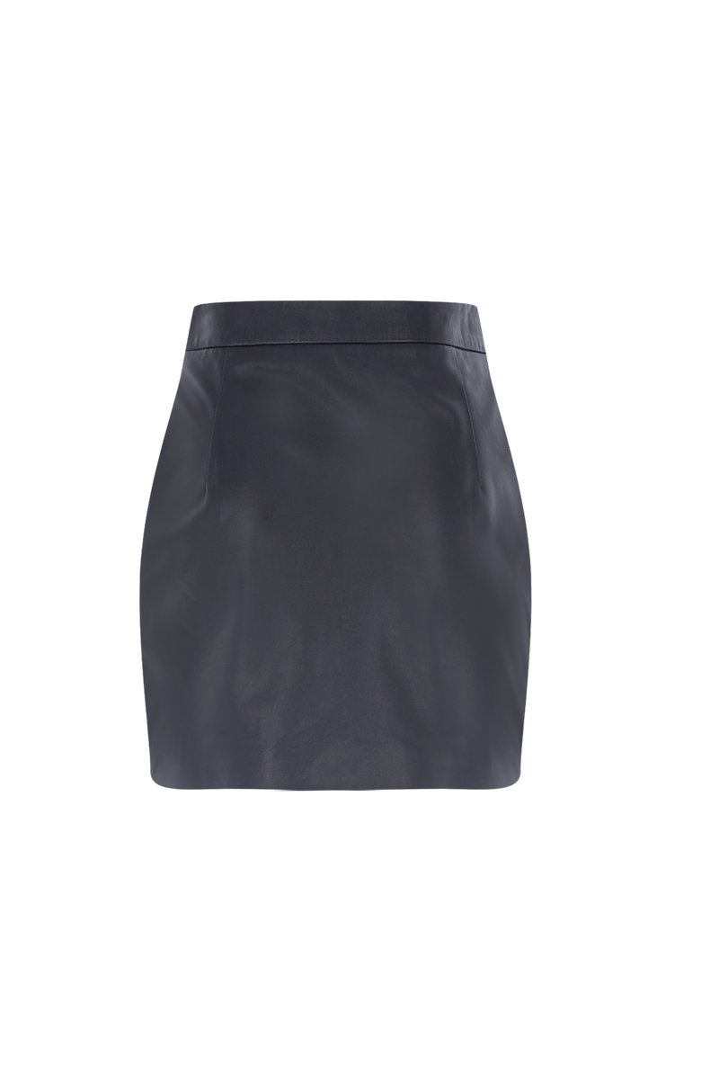 Mini U Slit Leather Skirt