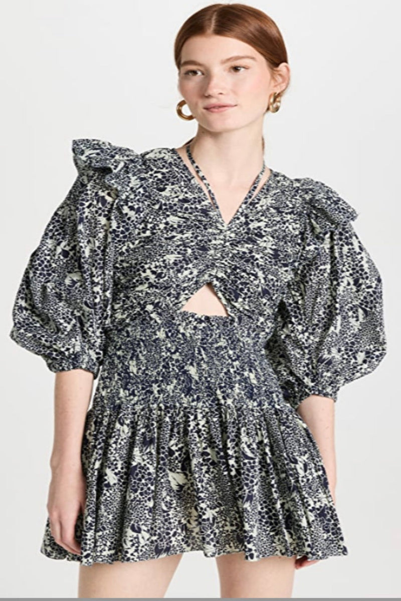 SEA Priya Print Puff Sleeve Romper WOMEN'S JUMPSUITS