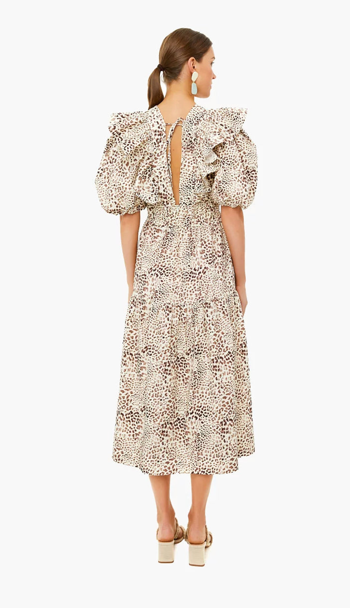 Calla Cheetah Puff Sleeve Neck Dress