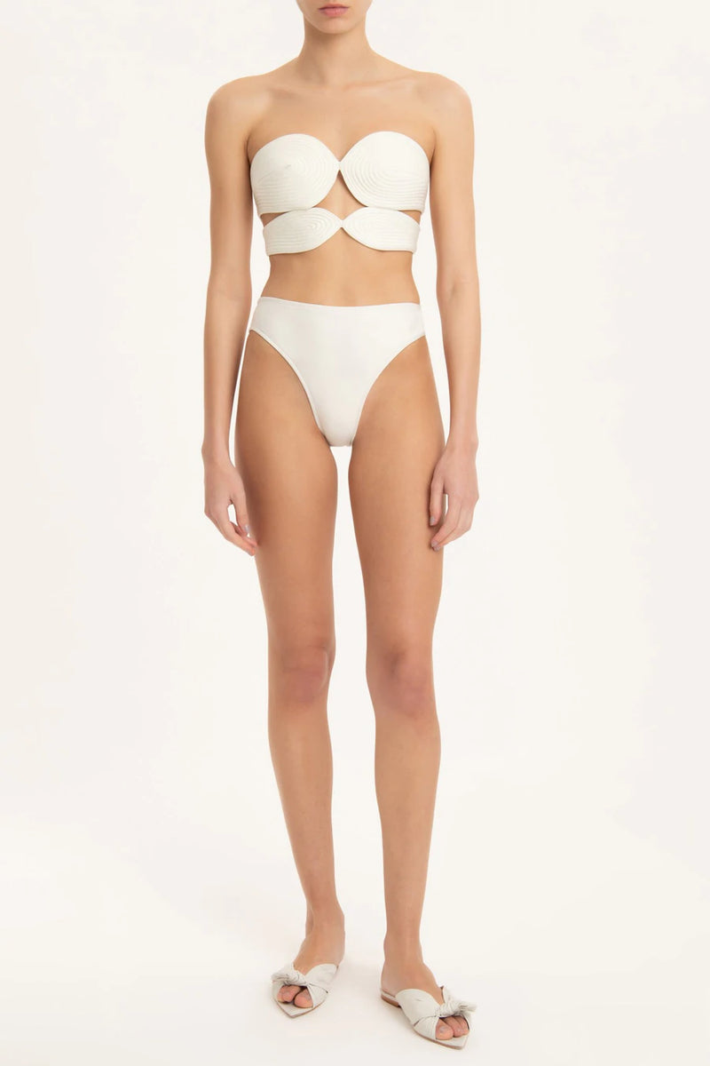 ADRIANA DEGREAS Solid High Leg Matelasse Swimsuit Curio Faena Miami CURIO at Faena Bazaar
