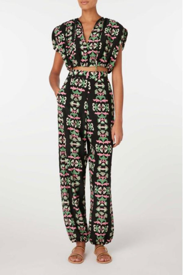 ADRIANA DEGREAS Twisted Flower Carrot Pants WOMEN'S PANTS