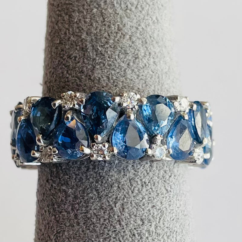 Sapphire Pear and Diamond Ring