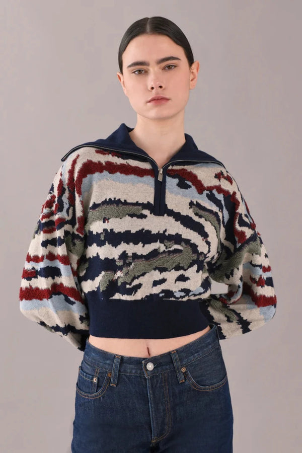 Chufy Jose Half Zip Knit Sweater Huapi Ice