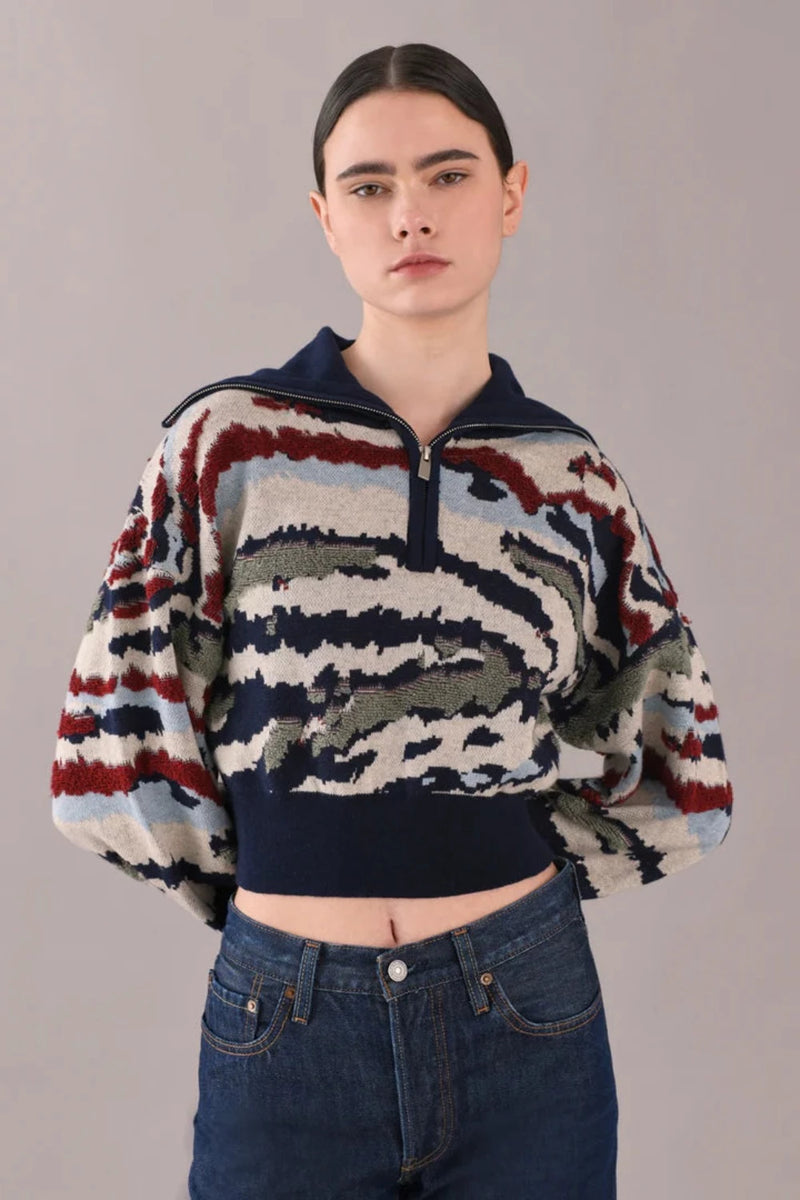 Chufy Jose Half Zip Knit Sweater Huapi Ice