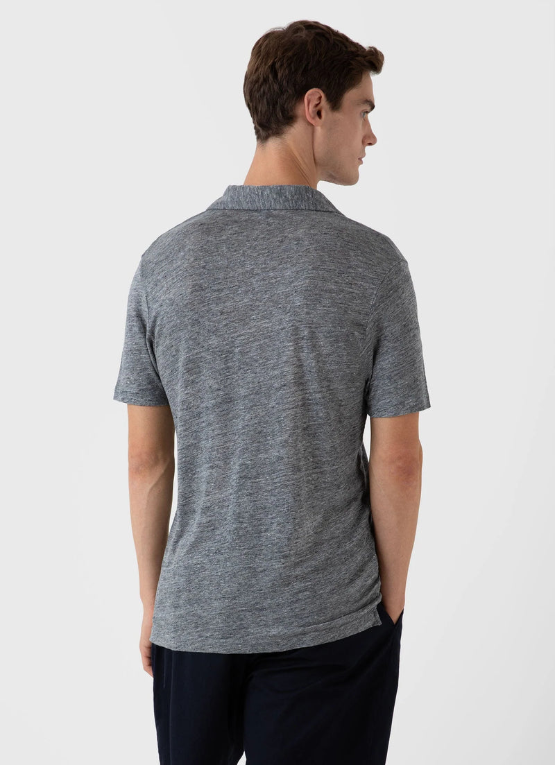Linen Mid Grey Melange Polo Shirt