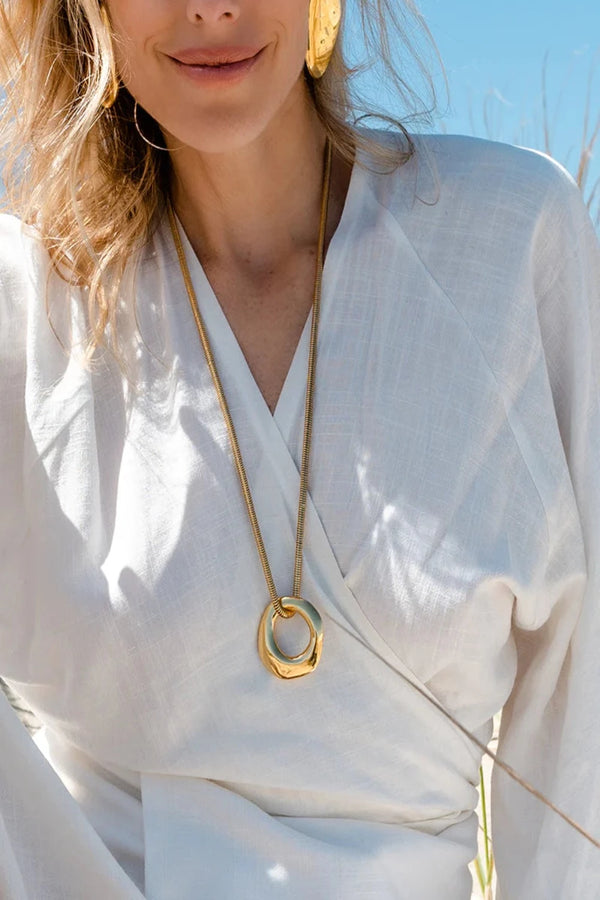CHRISTINA CARUSO Organic Circle Pendant Necklace JEWELRY