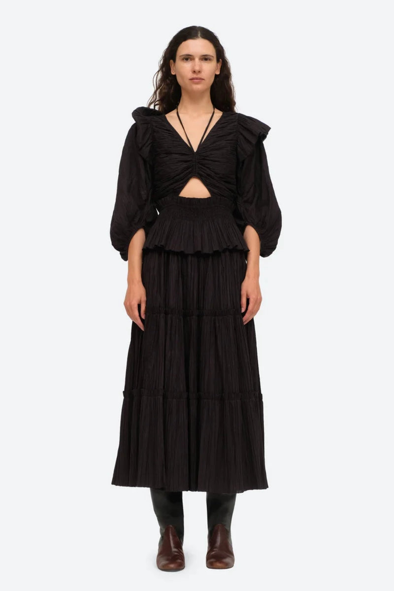 Sea Paco Solid Puff Sleeve Top