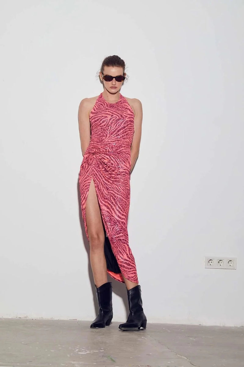 IN THE MOOD FOR LOVE Peres Zebra Print Dress WOMEN'S DRESSES