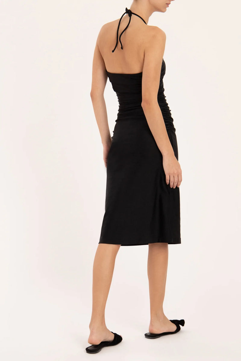 Solid Frilled Midi Dress