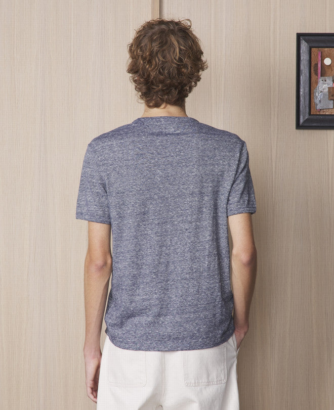 Cotton Linen Striped Tee Shirt