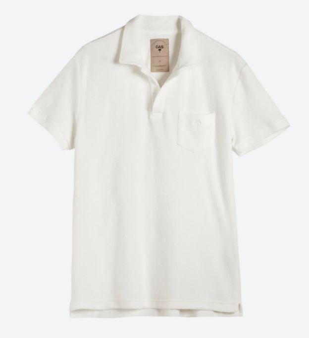 cream short sleeve polo shirt in terry fabric
